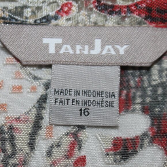 TanJay Shear Multicolor 3/4 Sleeve Button Down Top - Picture 10 of 11